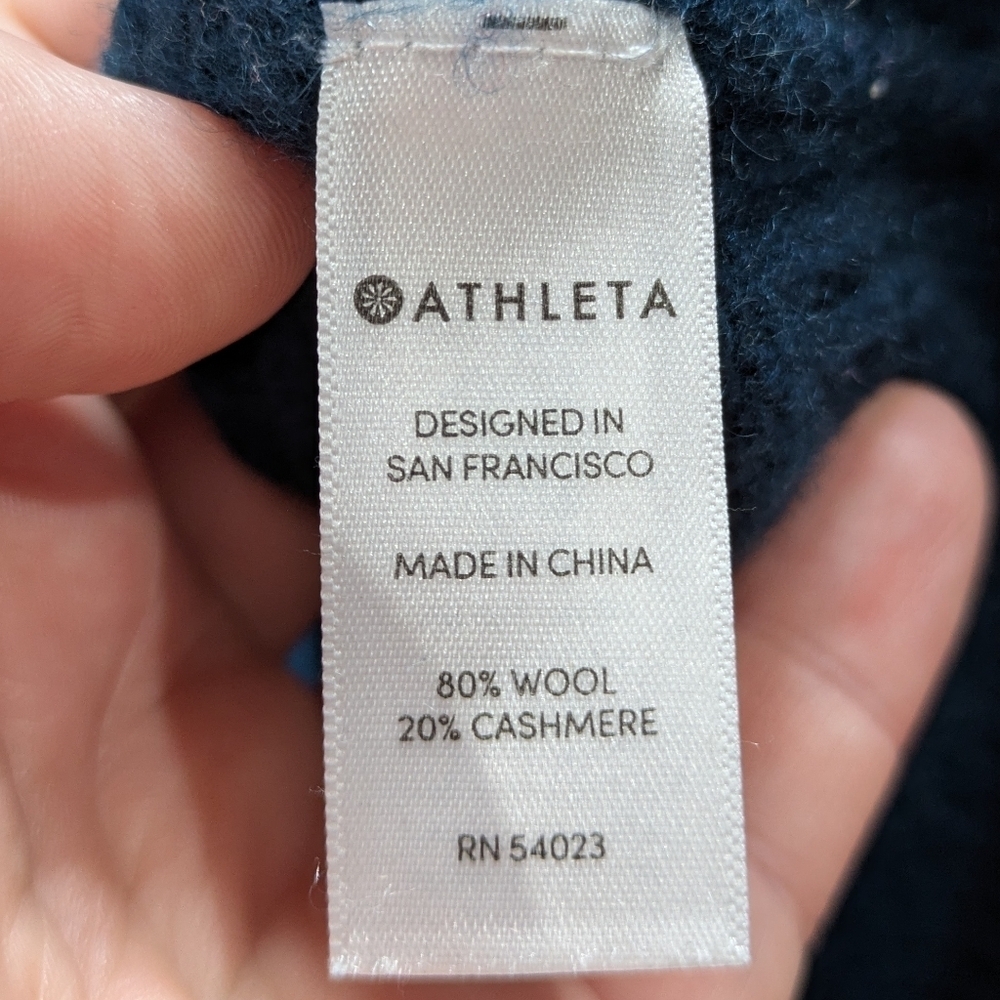 Athleta Blue Mock Neck Turtle Neck Wool Cashmere Sweater XS - Picture 7 of 8